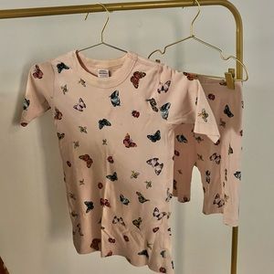 Hanna Andersson-Girls Pink Butterfly PJs (size 12)